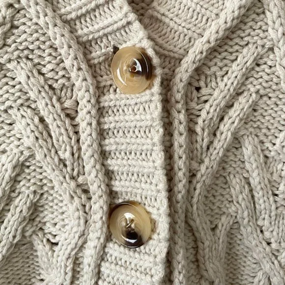 NWT MOD REF Cable Knit Landry Button Vest in Cream Natural | Size S - Picture 3 of 5